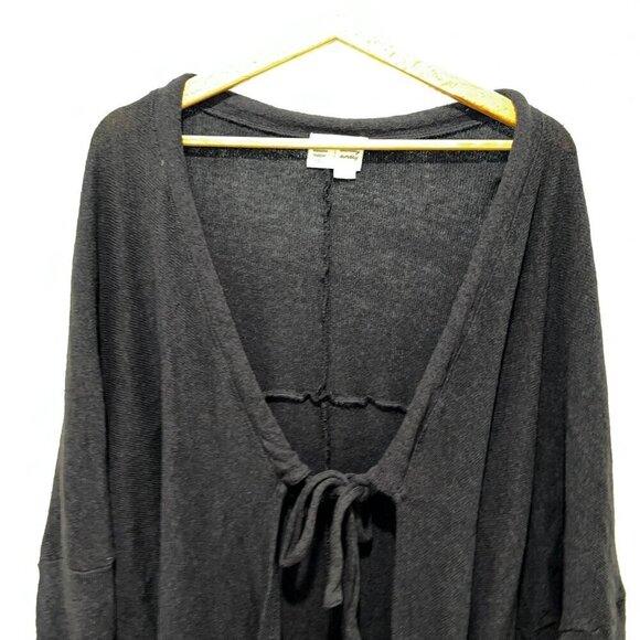 Anthropologie Black Tie-Front Cardigan Sweater By Saturday/Sunday Cotton/Polyest - Picture 2 of 11